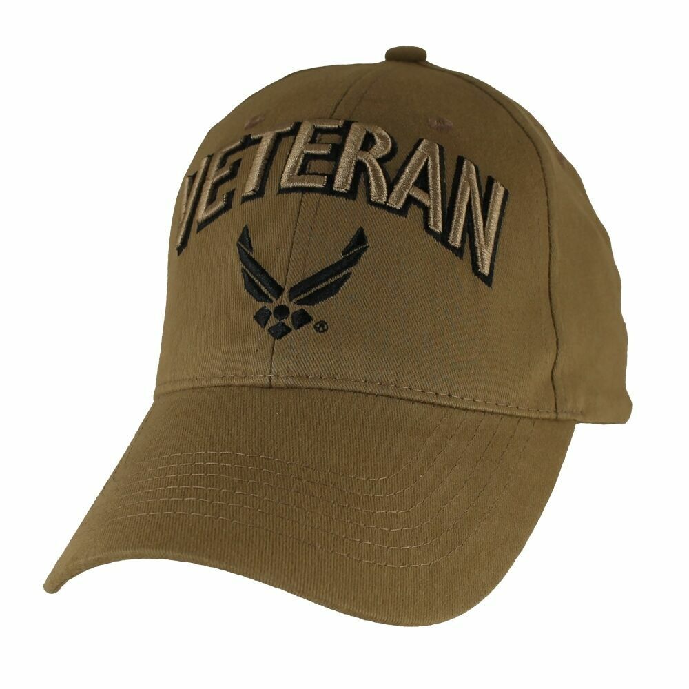 NEW U.S AIR FORCE VETERAN COYOTE BROWN HAT 3D EMBROIDERED OFFICIAL BALL CAP