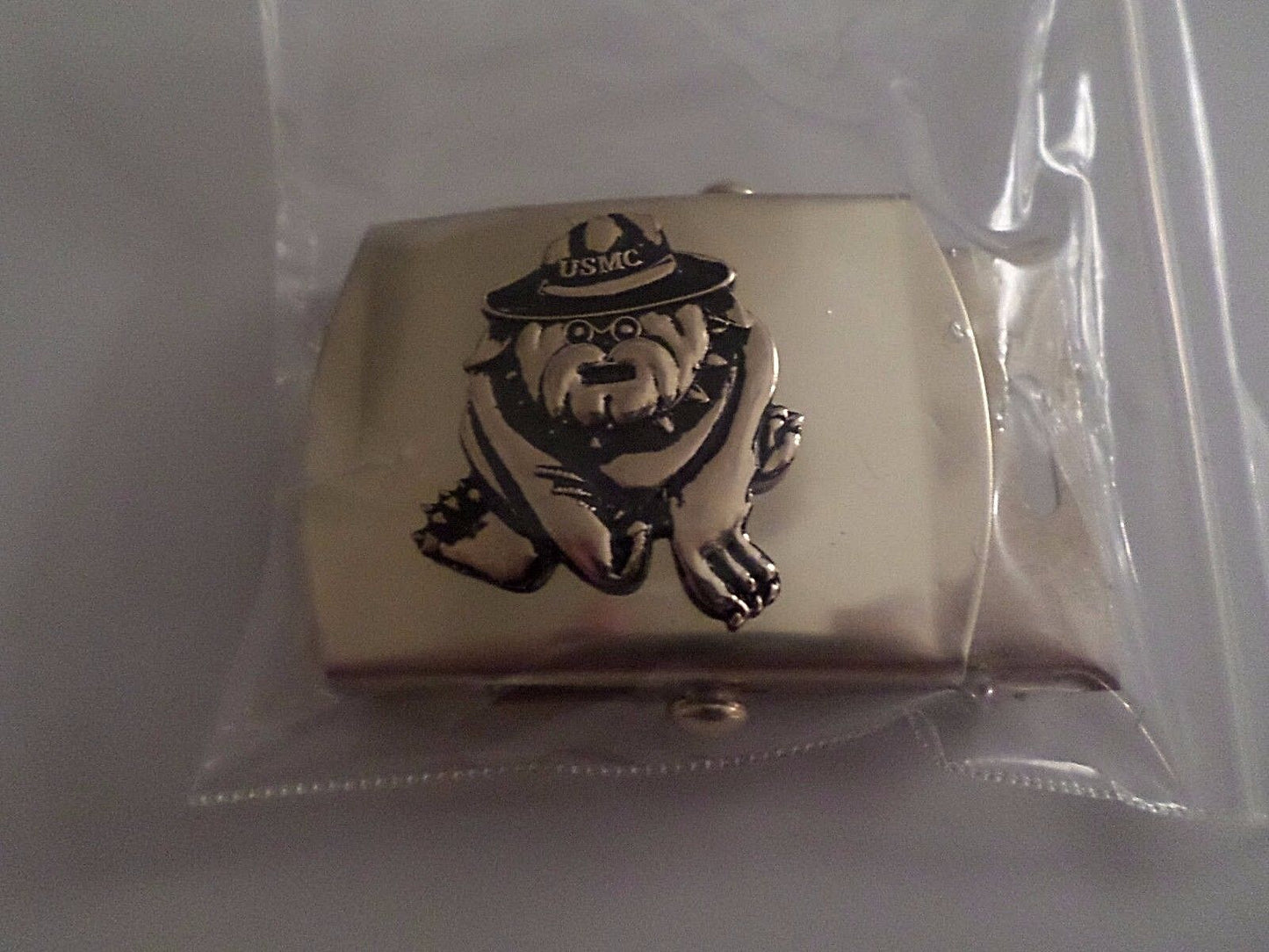 U.S MILITARY MARINE CORPS BULL DOG SOLID BRASS BELT BUCKLE MADE IN THE U.S.A