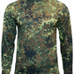 German Army T-Shirt Flecktarn Camouflage Pattern Long Sleeve Tee 100% Cotton