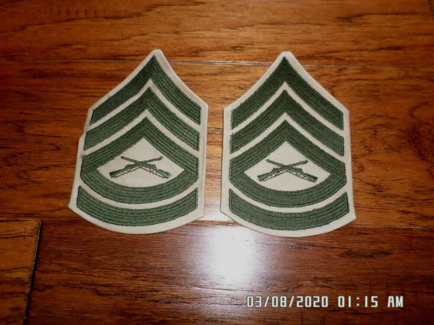 MARINE CORPS GUNNERY SERGEANT SHOULDER PATCHES SERVICE KHAKI UNIFORM CHEVRON