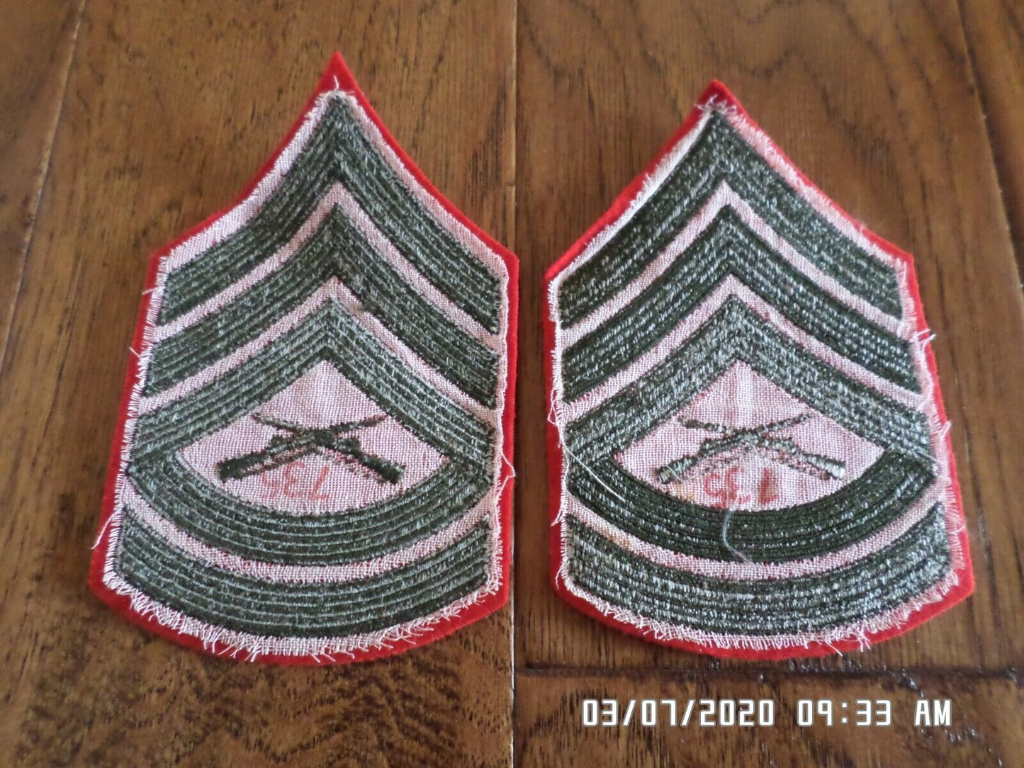 MARINE CORPS GUNNERY SERGEANT SHOULDER PATCHES SERVICE DRESS UNIFORM CHEVRON