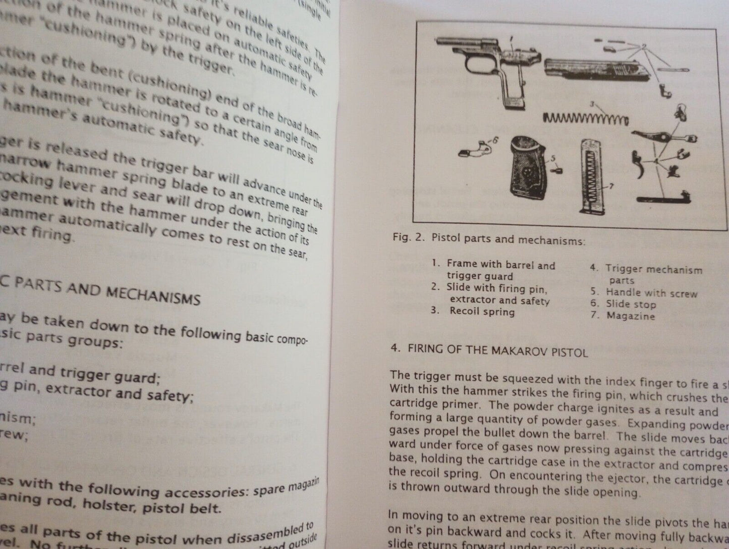 MAKAROV PISTOL OPERATORS MAINTENANCE INSTRUCTION MANUAL (REPRINT)