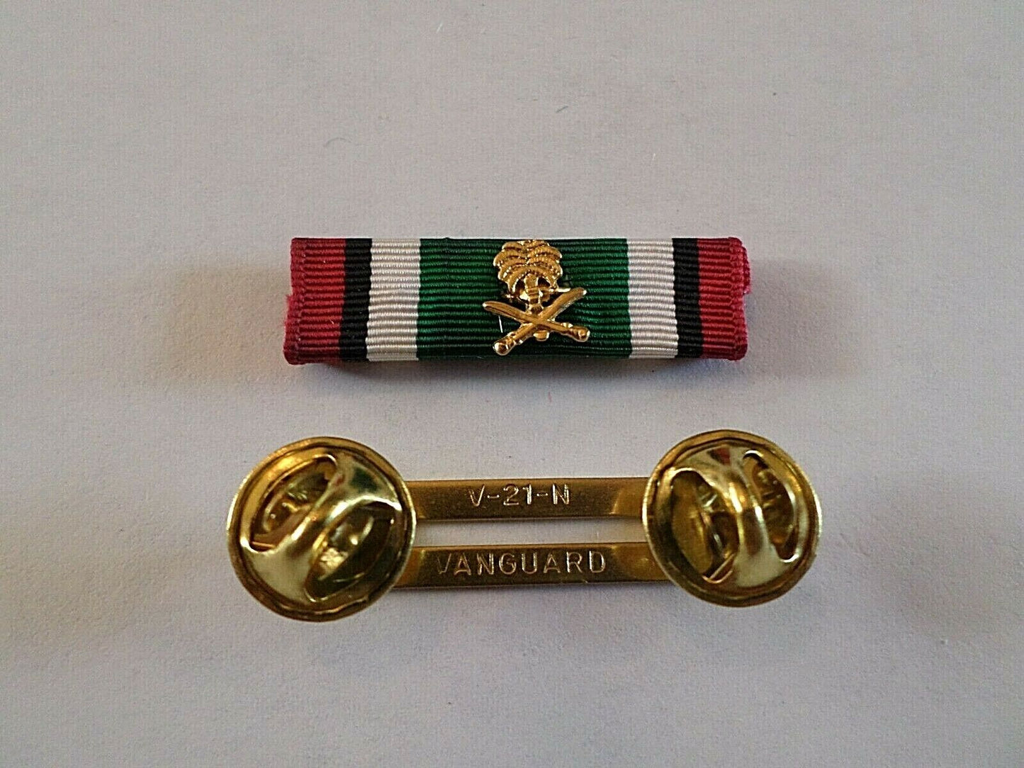 SAUDI ARABIA KUWAIT LIBERATION MEDAL RIBBON WITH BRASS RIBBON HOLDER