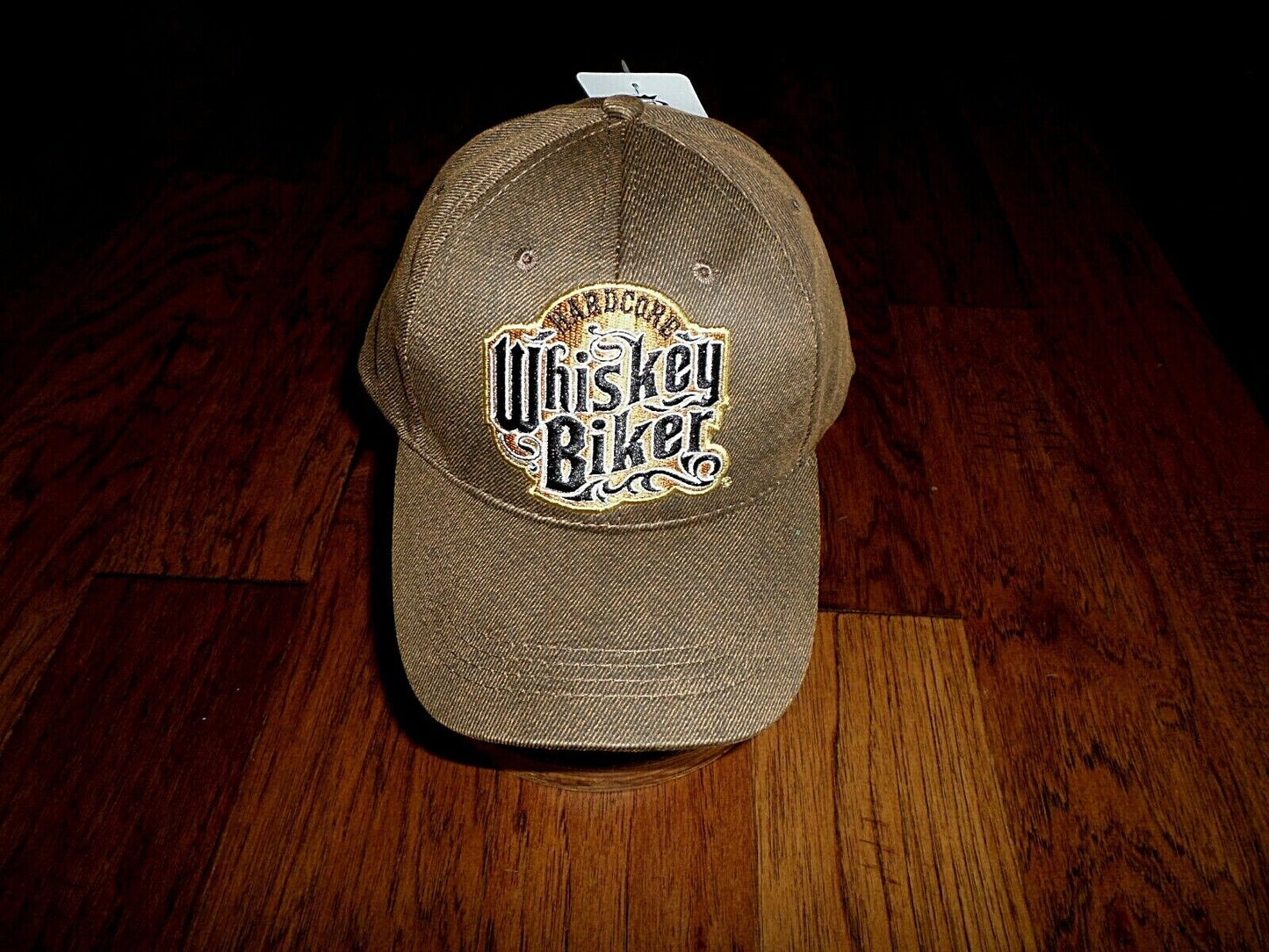 HARDCORE WHISKEY BIKER PREMIUM OILSKIN 6 PANEL CAP EMBROIDERED BIKER HAT