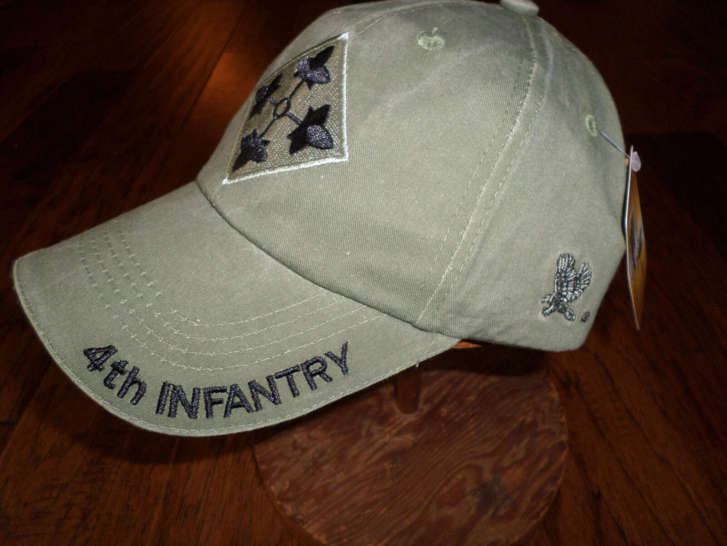 U.S ARMY 4TH INFANTRY DIVISION HAT MILITARY BASEBALL CAP OD GREEN STONE WASHED