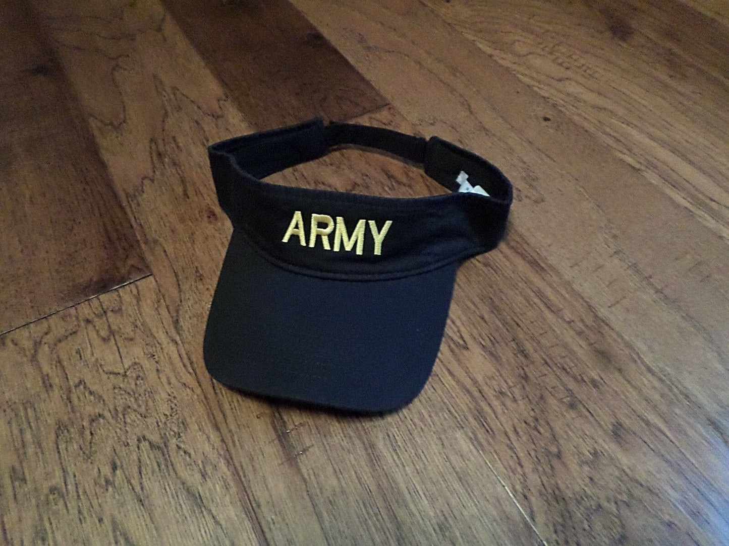 U.S  ARMY SUN VISOR CAP BLACK HAT WITH EMBROIDERED YELLOW ARMY