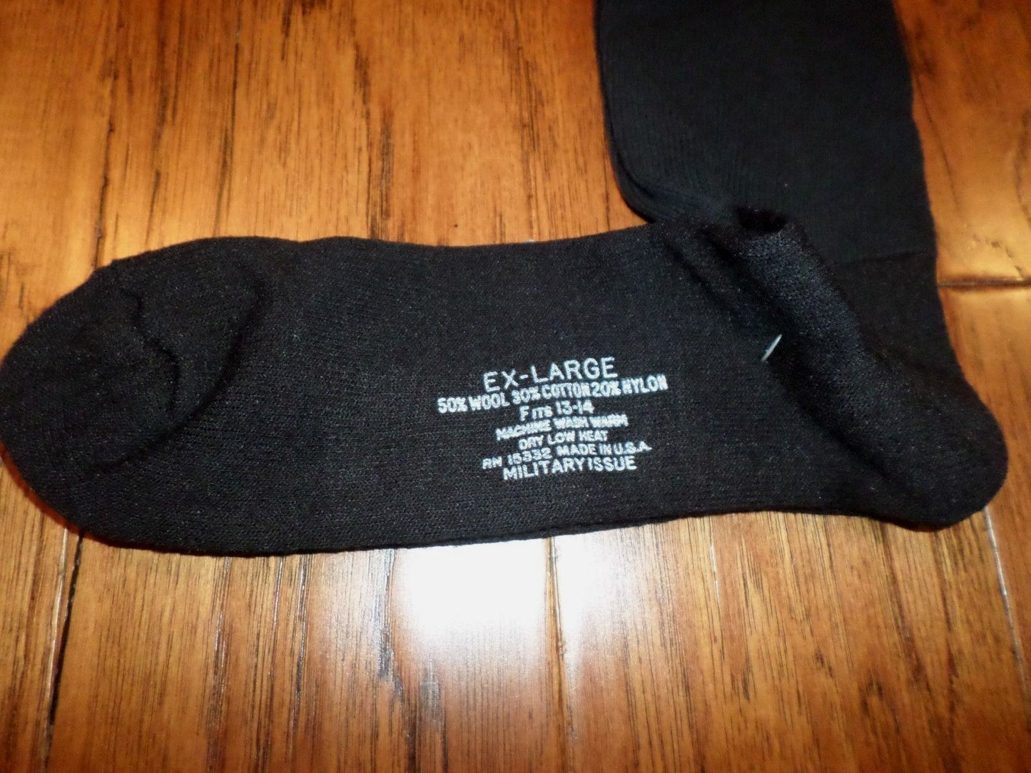 NEW MILITARY ISSUE CUSHION SOLE WOOL BLEND SOCKS U.S.A MADE BLACK