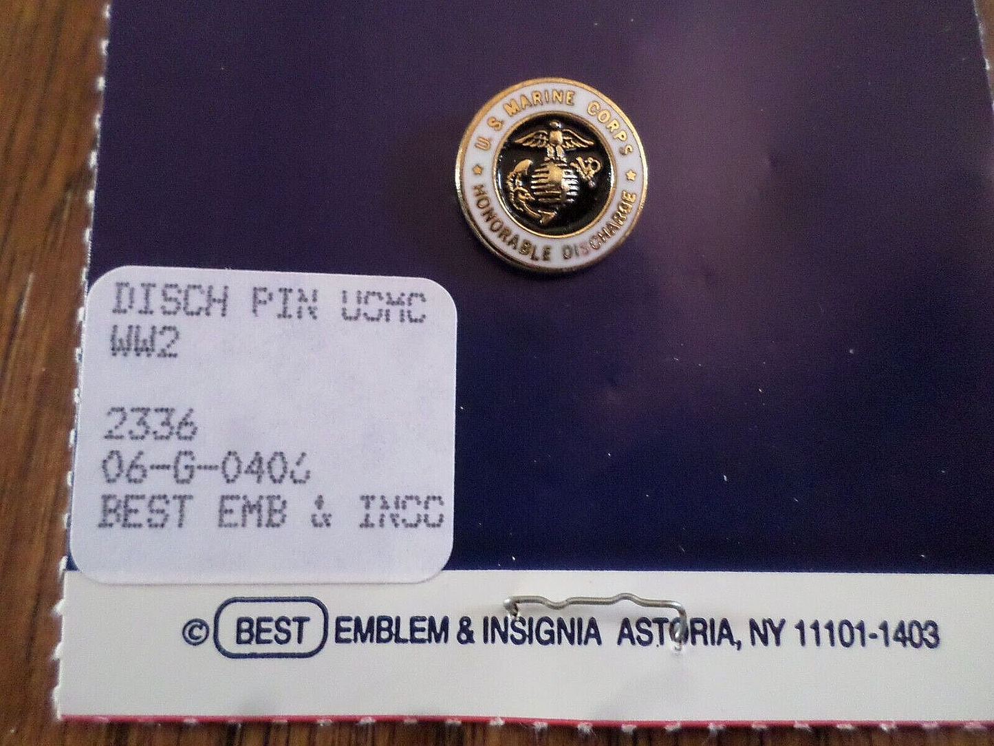 MARINE CORPS HONORABLE DISCHARGE LAPEL PIN TIE TAC EGA USA MADE WW2 REPRODUCTION