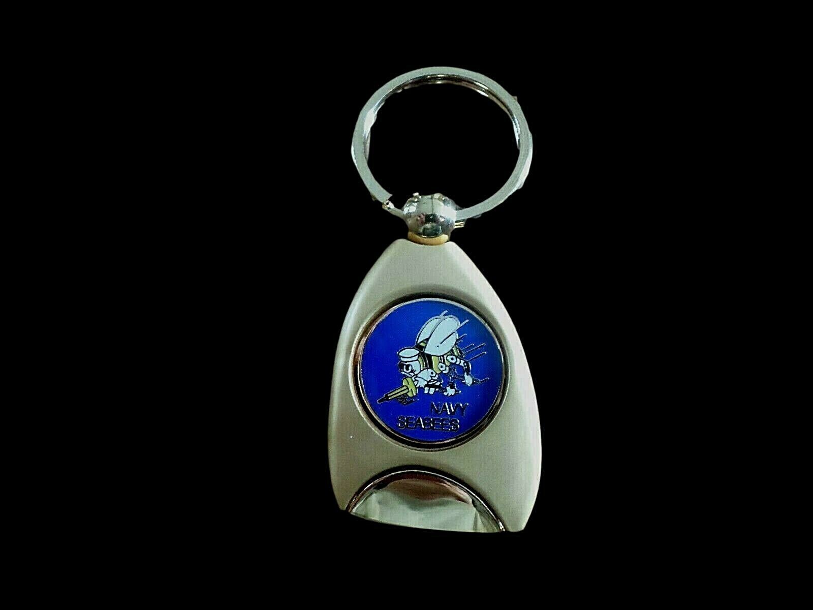 MILITARY NAVY SEABEES SERVICE KEY CHAIN KEY RING NEW HEAVY DUTY METAL ...