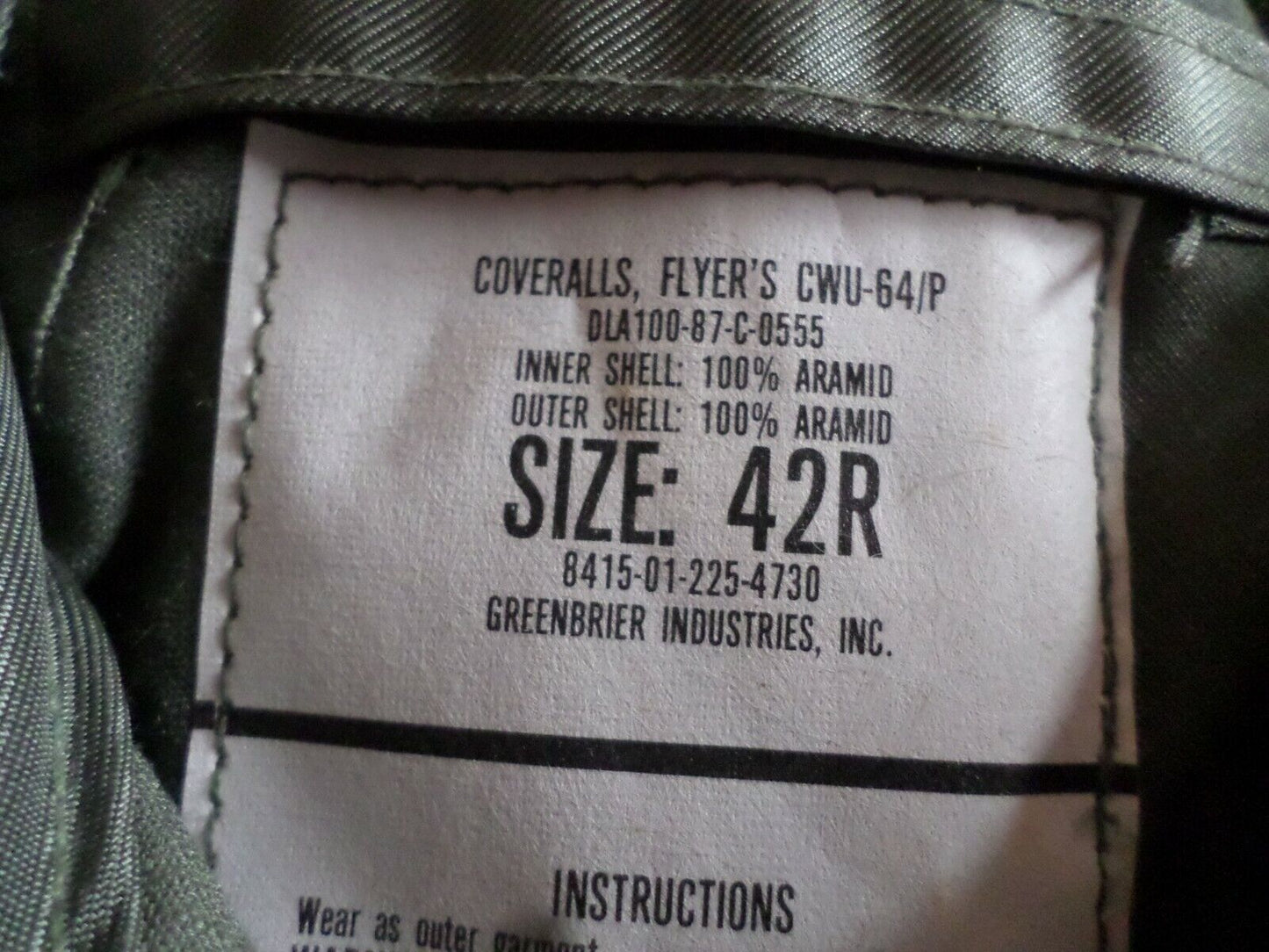 New Military issue Cold Weather flyer's flight coveralls CWU-64/P 100% Aramid