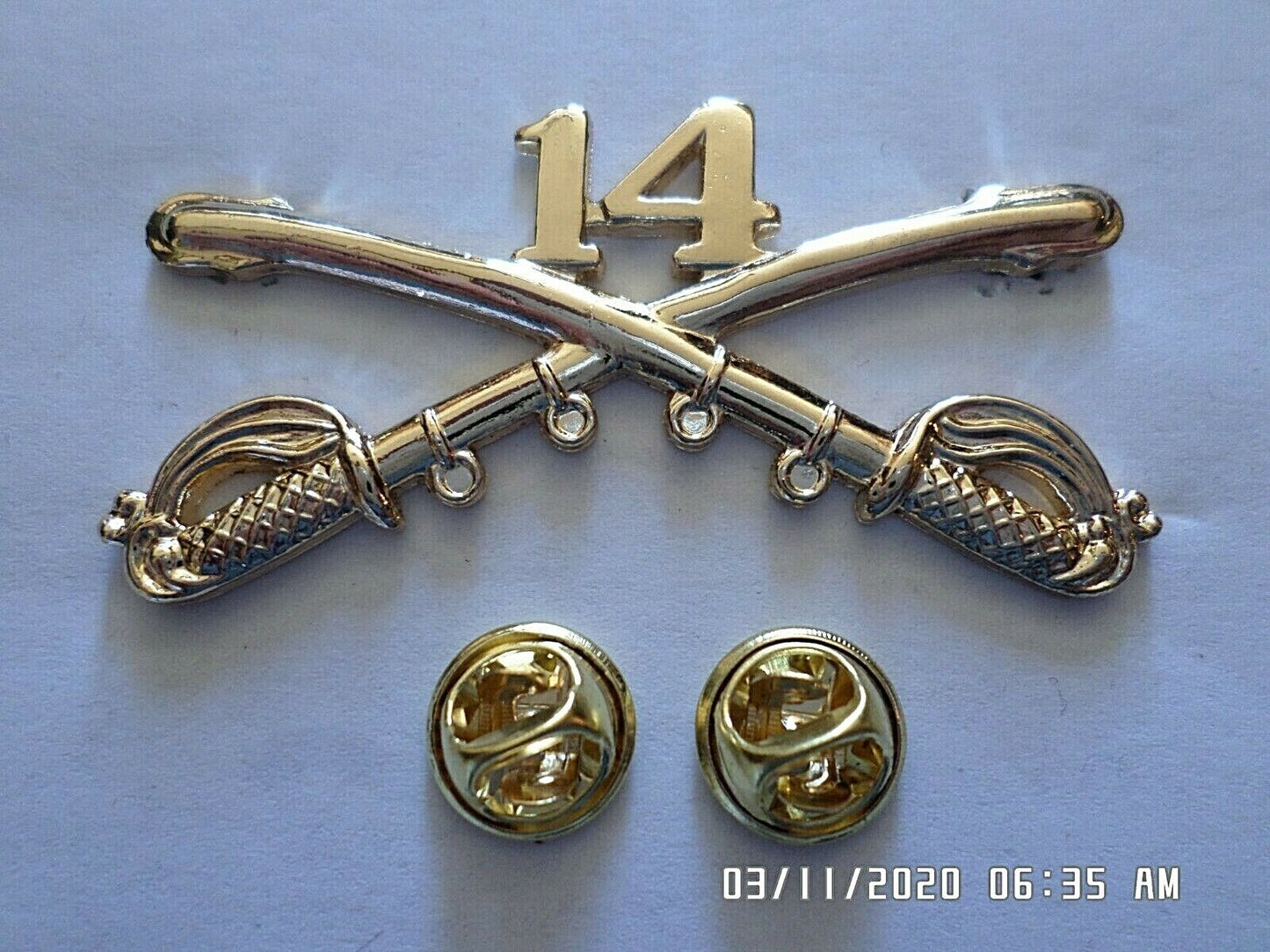 14th CAVALRY SWORDS SABERS MILITARY HAT PIN 14th CAVALRY REGIMENT BADGE U.S ARMY