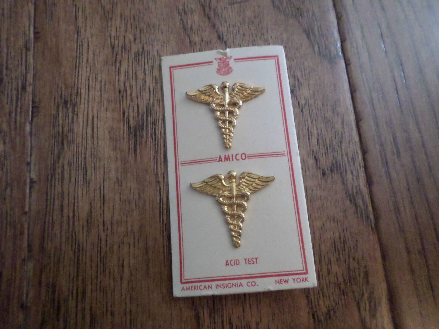 U.S MILITARY WWII MEDICAL CORPS COLLAR INSIGNIA NEW ON CARDS