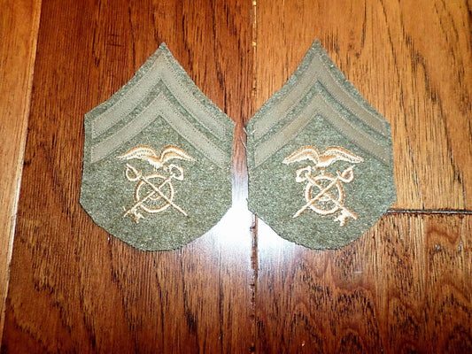U.S MILITARY WWI CORPORAL PATCHES QUARTERMASTER 1 PAIR 2 PATCHES