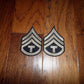 ORIGINAL US ARMY WWII TECH SERGEANT STRIPES SILVER ON BLACK TWILL PATCHES