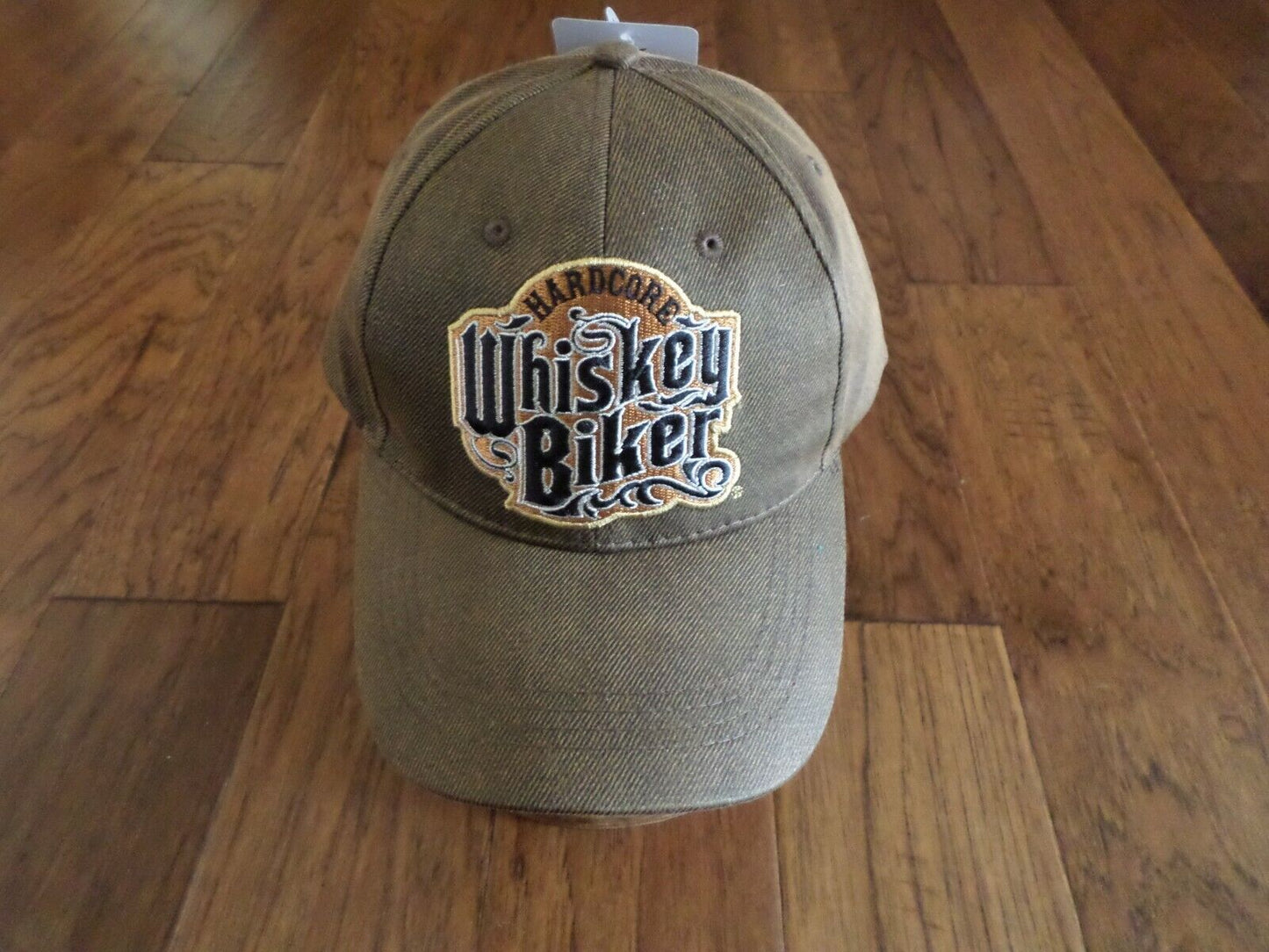 HARDCORE WHISKEY BIKER PREMIUM OILSKIN 6 PANEL CAP EMBROIDERED BIKER HAT