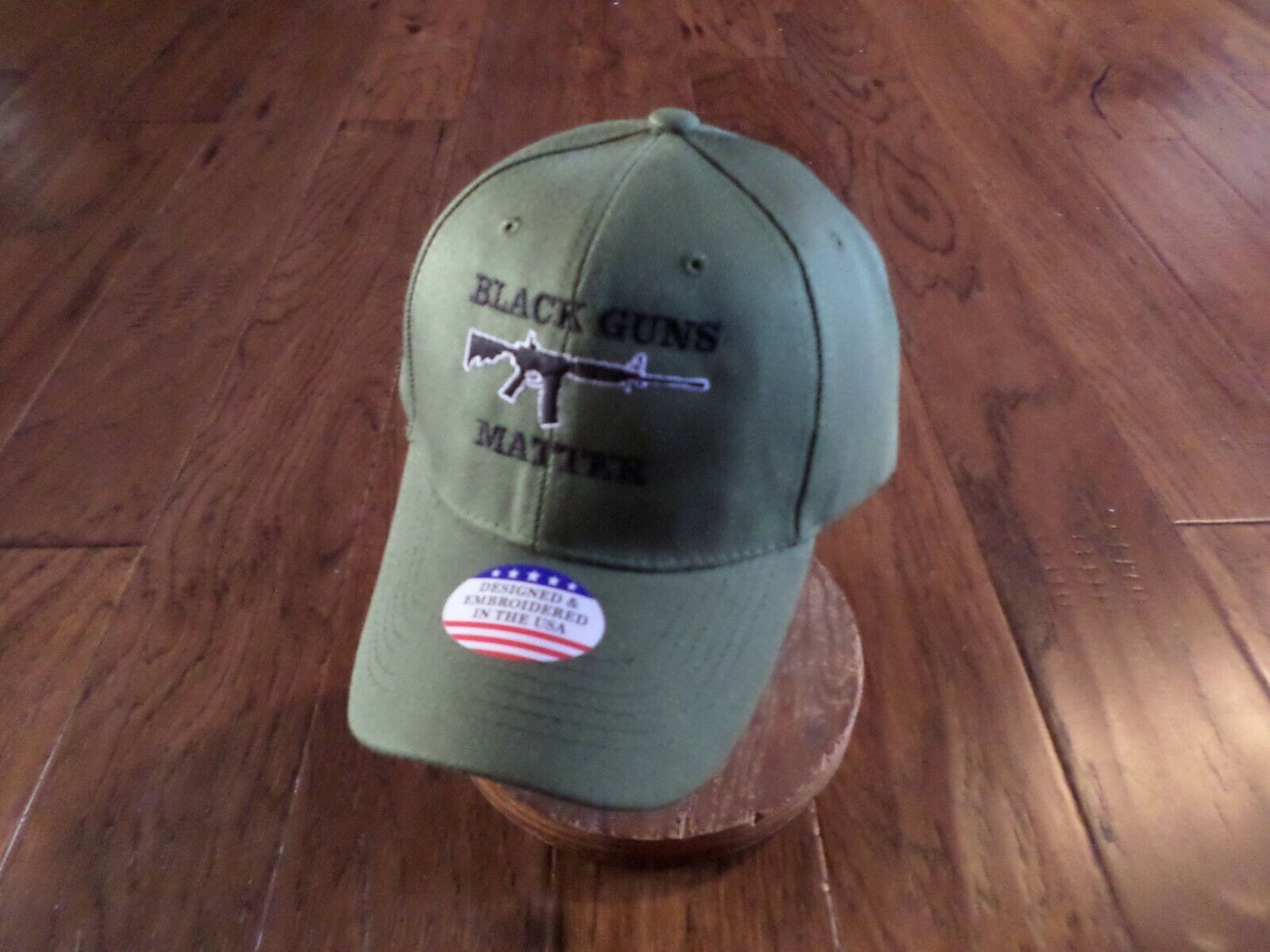 BLACK GUNS MATTER 6 PANEL CAP EMBROIDERED HAT 2nd AMENDMENT OD GREEN