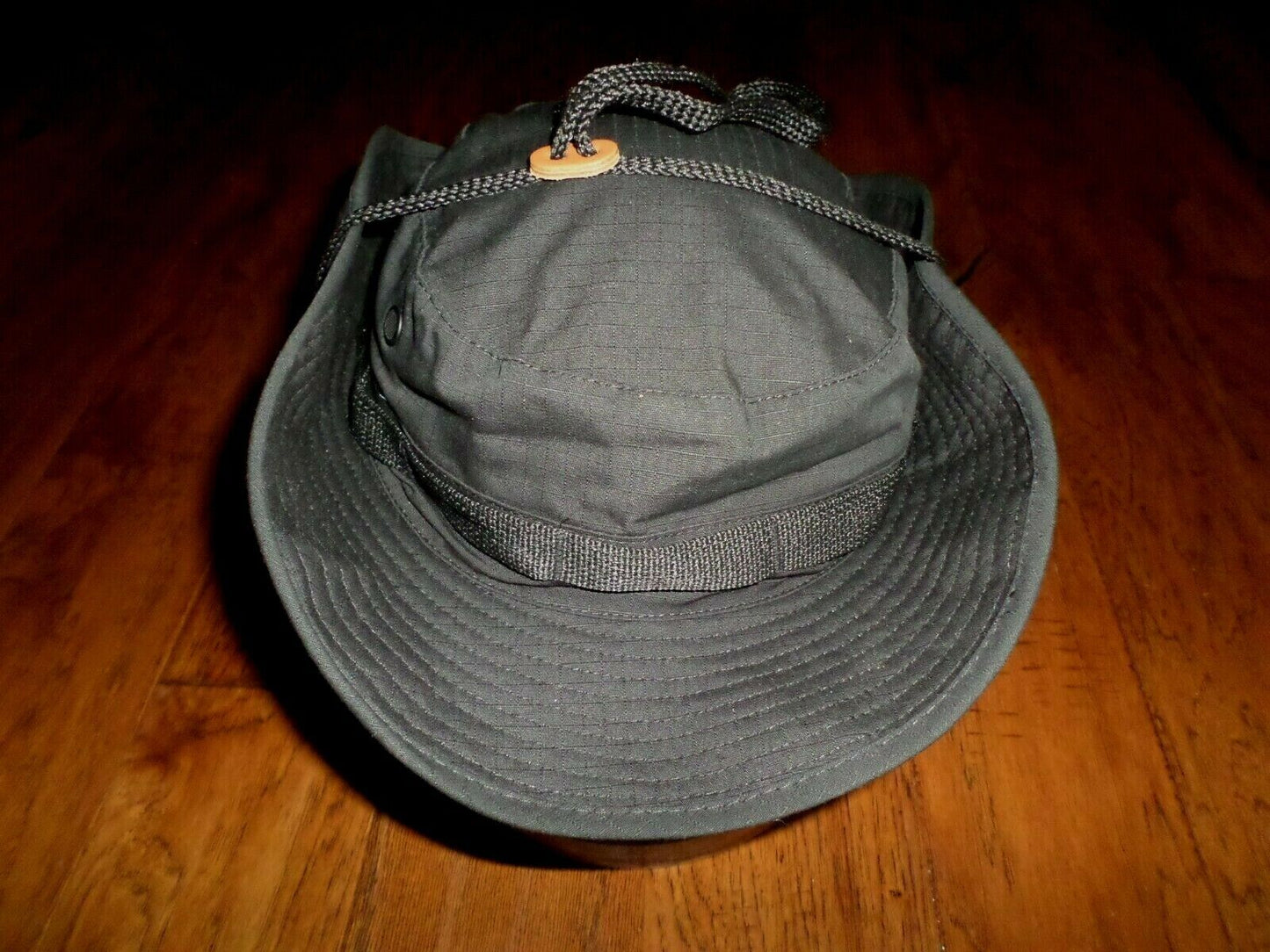 BLACK TACTICAL WIDE BRIM BOONIE HAT 100% RIPSTOP TYPE II HOT WEATHER