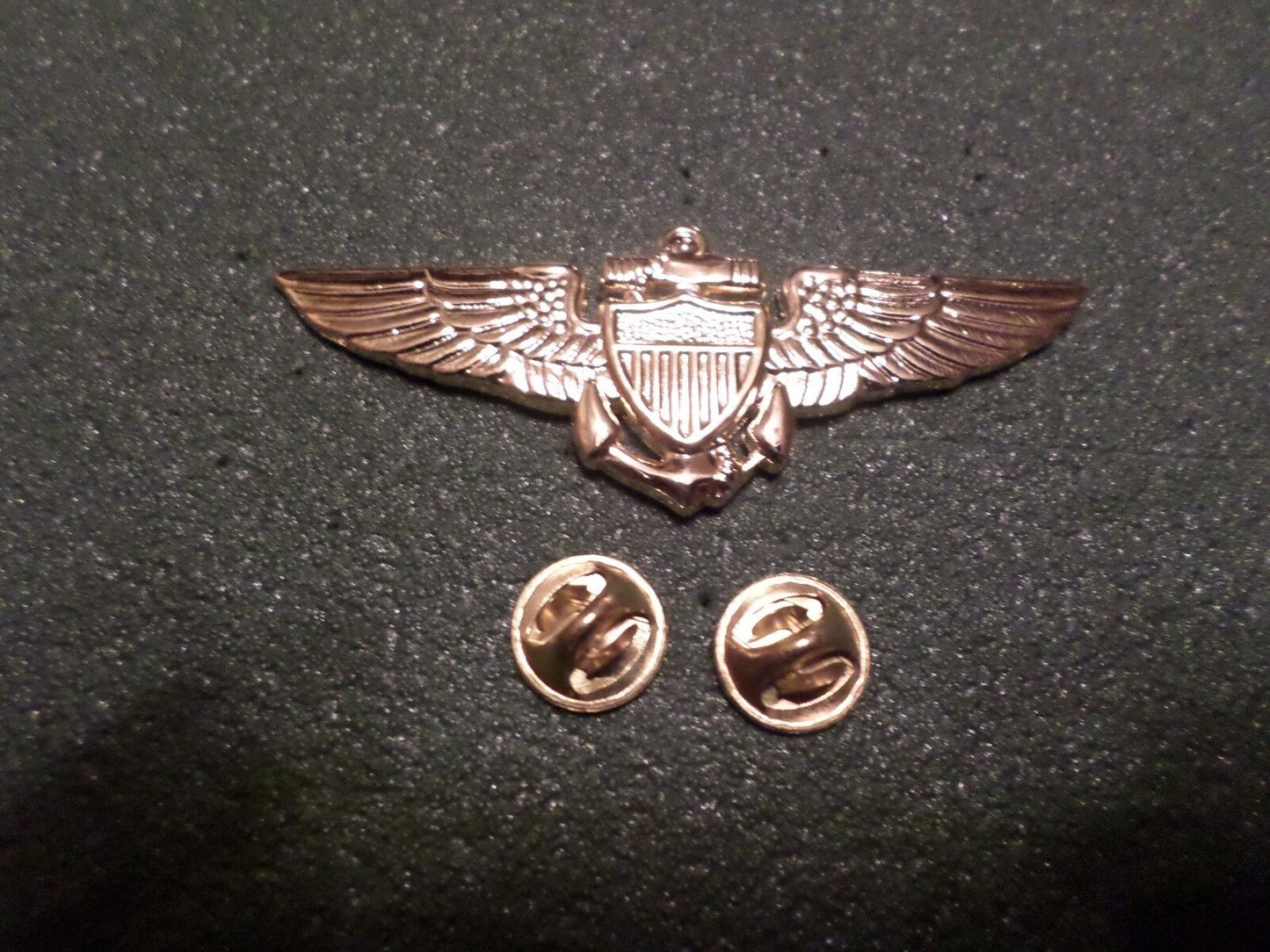 U.S MILITARY NAVY MARINE CORPS GOLD AVIATOR WINGS PIN DOUBLE CLUTCH BACK