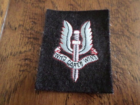 VINTAGE BRITISH MILITARY S.A.S FELT PATCH WHO DARES WINS SPECIAL AIR SERVICE