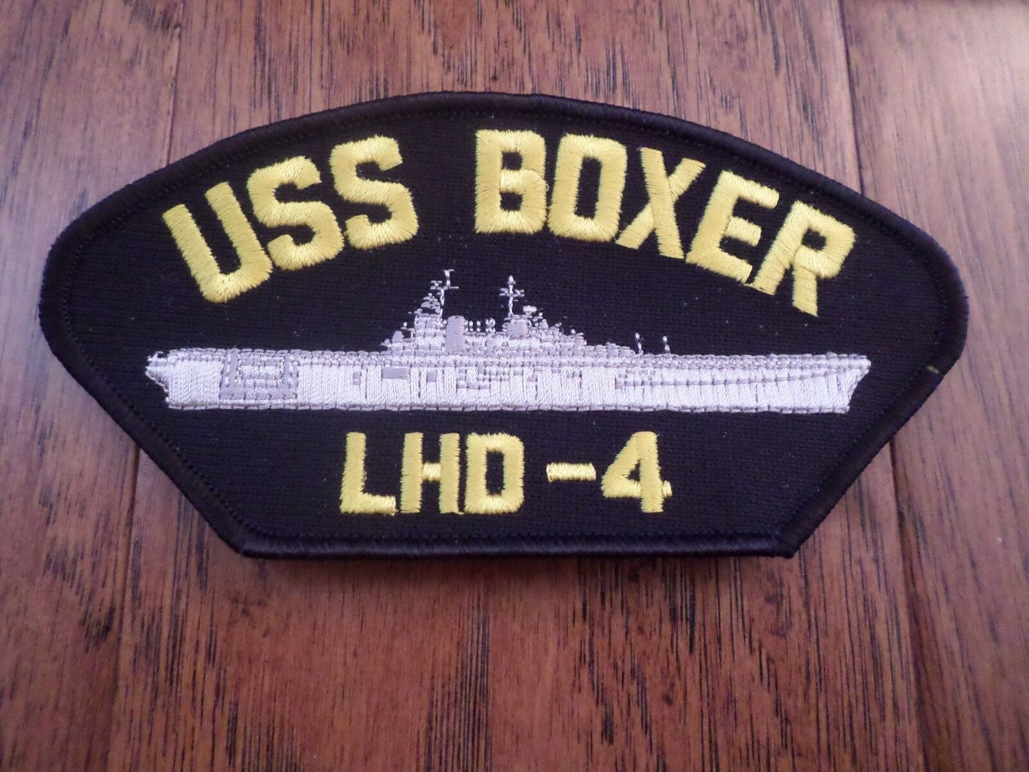 USS BOXER LHD-4 U.S NAVY SHIP HAT PATCH U.S.A MADE EMBROIDERED PATCH