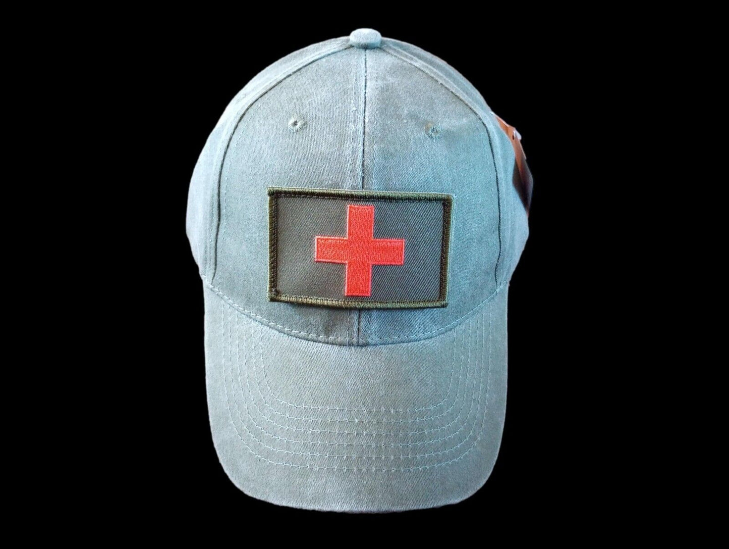 MEDIC RED CROSS MILITARY HAT OD GREEN MASH BASEBALL CAP H&L PATCH