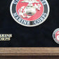 U.S MILITARY MARINE CORPS MEDALLION WITH PINS PRESENTATION SHADOW BOX OAK FRAME