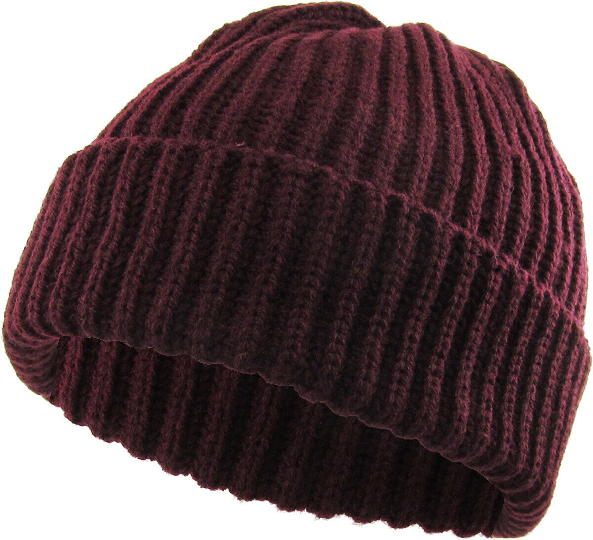 RIBBED BEANIE WINTER WATCH CAP KNIT SKI COLD WEATHER HAT