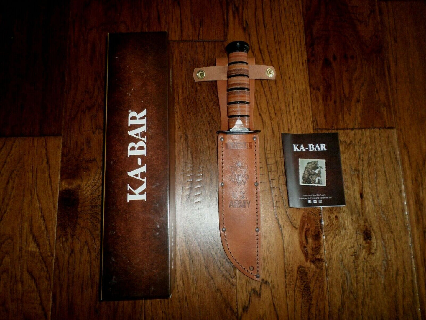 U.S MILITARY ARMY KA-BAR KNIFE & LEATHER SHEATH KABAR FULL SIZE COMBAT KNIFE