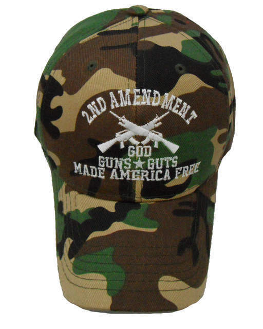 2nd AMENDMENT HAT GOD GUNS GUTS MADE AMERICA FREE CAP EMBROIDERED CAMOUFLAGE