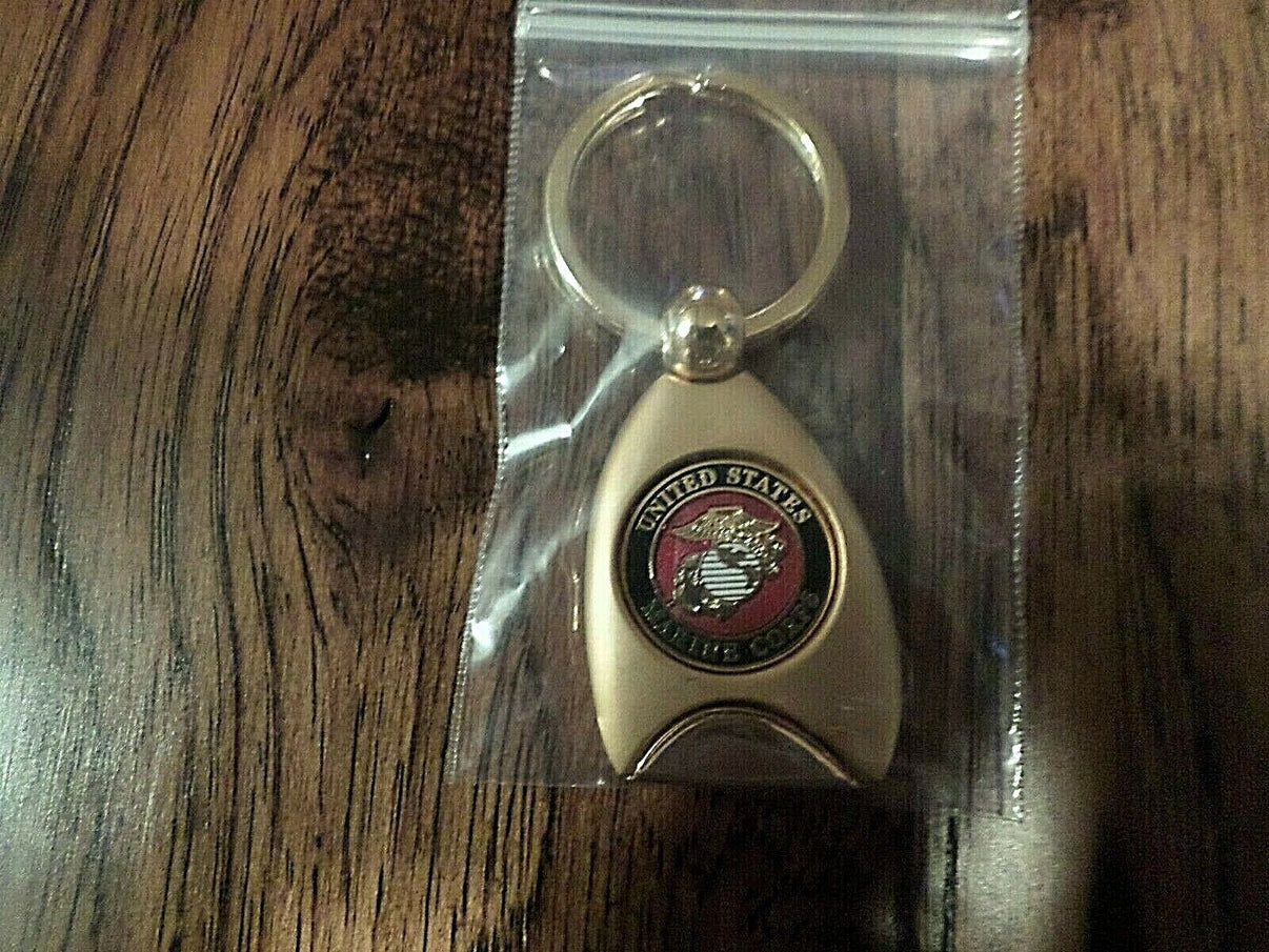 U.S MILITARY MARINE CORPS KEY CHAIN RING USMC EGA GOLD METAL KEY RING ...