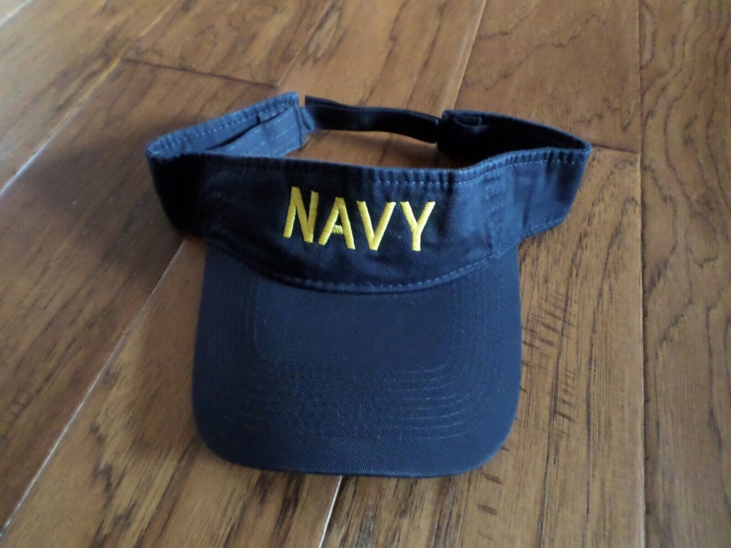 U.S NAVY SUN VISOR CAP BLUE HAT WITH EMBROIDERED YELLOW NAVY