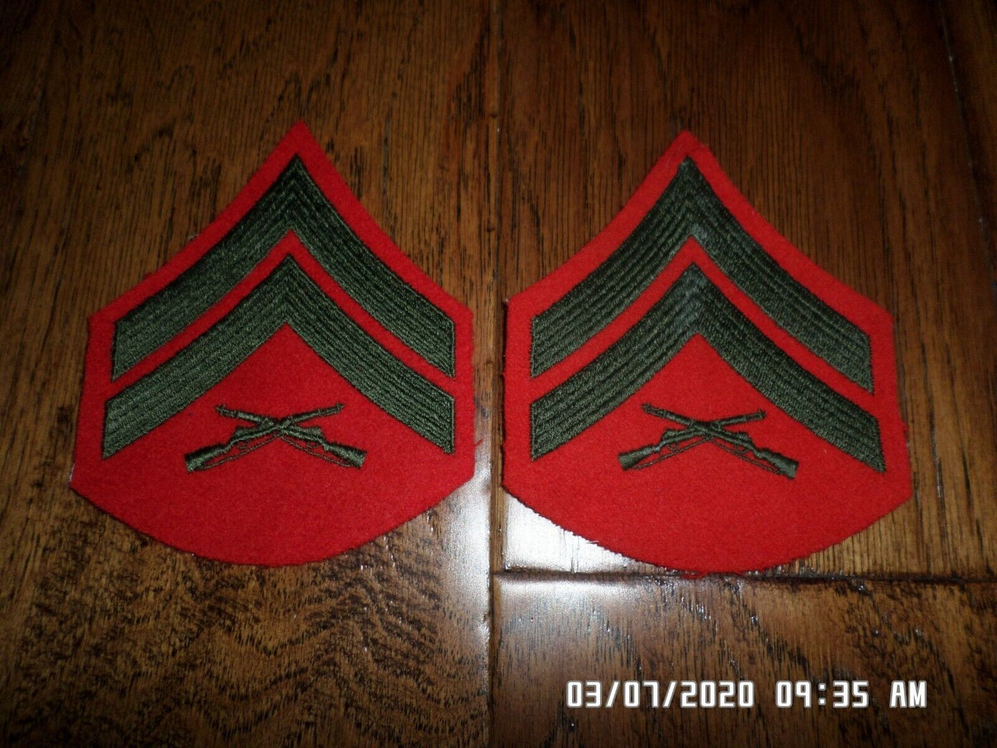 MARINE CORPS CORPORAL SHOULDER PATCHES ALPHA SERVICE DRESS UNIFORM CHEVRON