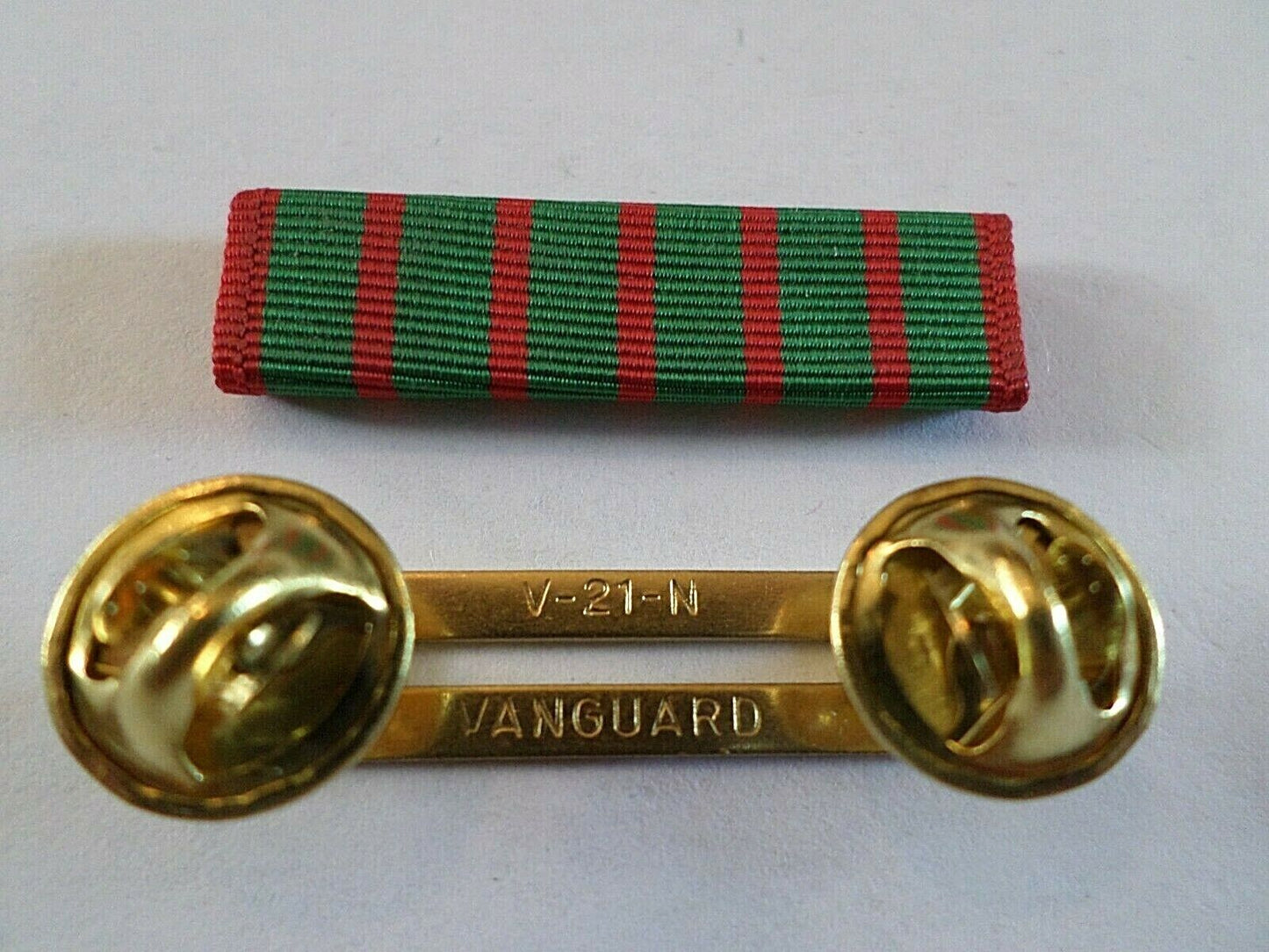 FRENCH CROIX DE GUERRE RIBBON WITH BRASS RIBBON HOLDER U.S MILITARY VETERAN