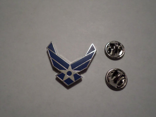 U.S MILITARY BLUE AIR FORCE HAT LAPEL PIN DOUBLE CLUTCH BACK GOOD QUALITY PIN