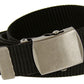 U.S MILITARY BLACK WEB BELT WITH CHROME PLATED SOLID BRASS BUCKLE U.S.A MADE