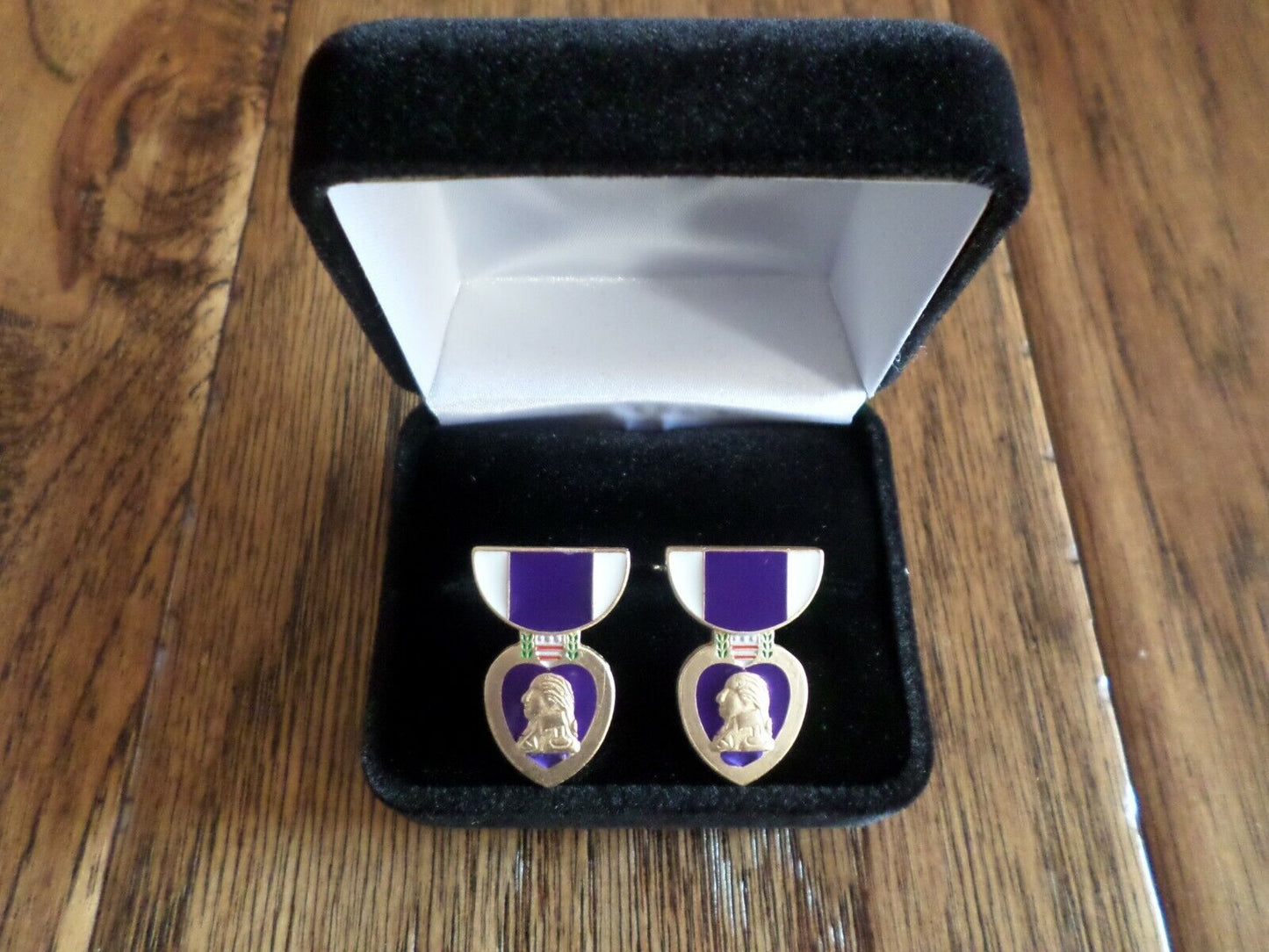 U.S MILITARY PURPLE HEART CUFFLINKS WITH JEWELRY BOX 1 SET CUFF LINKS BOXED