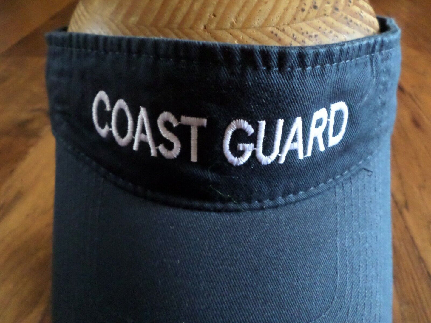 U.S COAST GUARD SUN VISOR CAP BLUE HAT WITH EMBROIDERED WHITE COAST GUARD