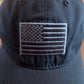 U.S American Flag Relaxed Ripstop Hat Cotton Polo Black Tonal Baseball Cap