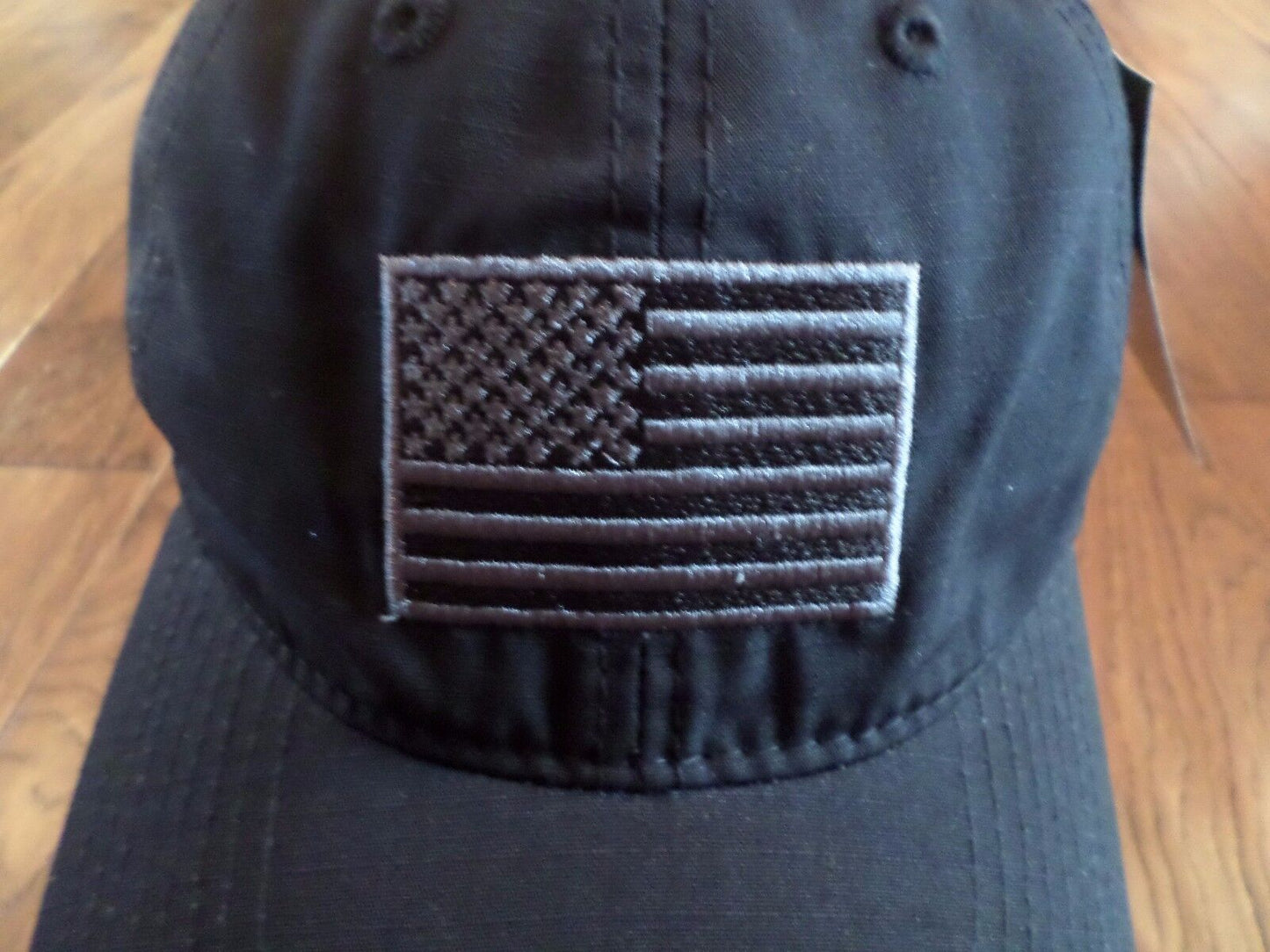 U.S American Flag Relaxed Ripstop Hat Cotton Polo Black Tonal Baseball Cap