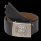 POST WAR WEST GERMAN ARMY BW LEATHER BELT + BUCKLE SIZE LARGE 110CM 42" INCHES