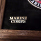 U.S MILITARY MARINE CORPS MEDALLION WITH PINS PRESENTATION SHADOW BOX OAK FRAME