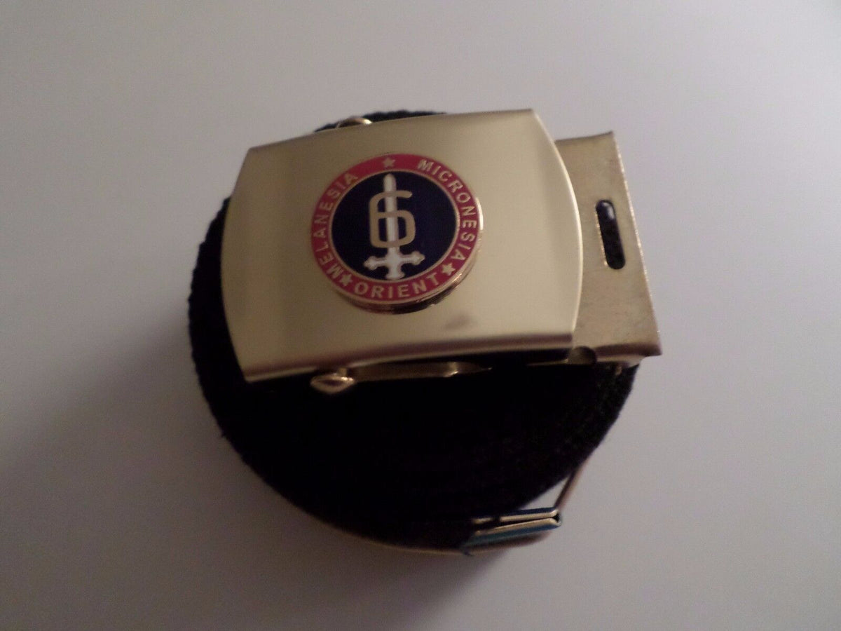U.S MILITARY BLACK WEB BELT WITH 6th MARINE CORPS BRASS BUCKLE U.S.A MADE