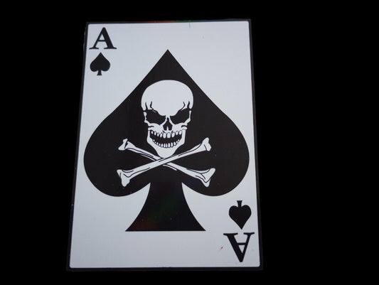 ACE OF SPADES DEATH CARD SKULL AND CROSSBONES DECAL WINDOW STICKER USA MADE
