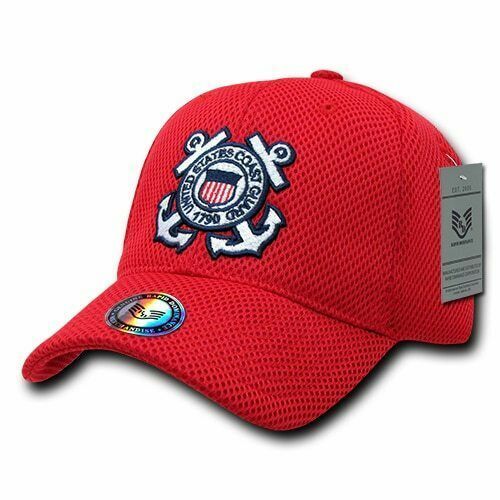New U.S Coast Guard Hat Air Mesh 3-D Embroidered CG Red Baseball Cap