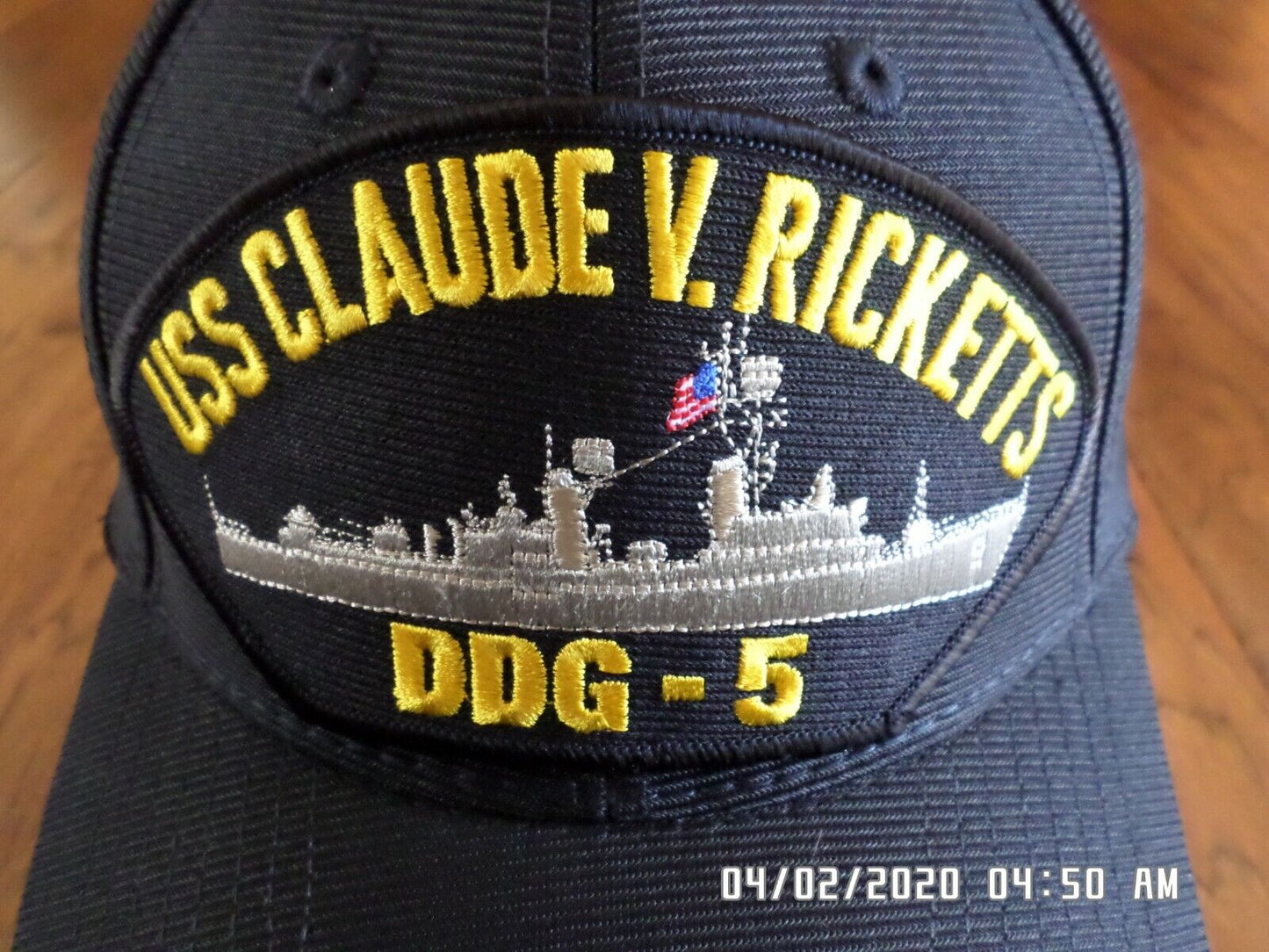 USS CLAUDE RICKETTS DDG-5 U.S NAVY SHIP HAT OFFICIAL MILITARY BALL CAP USA MADE