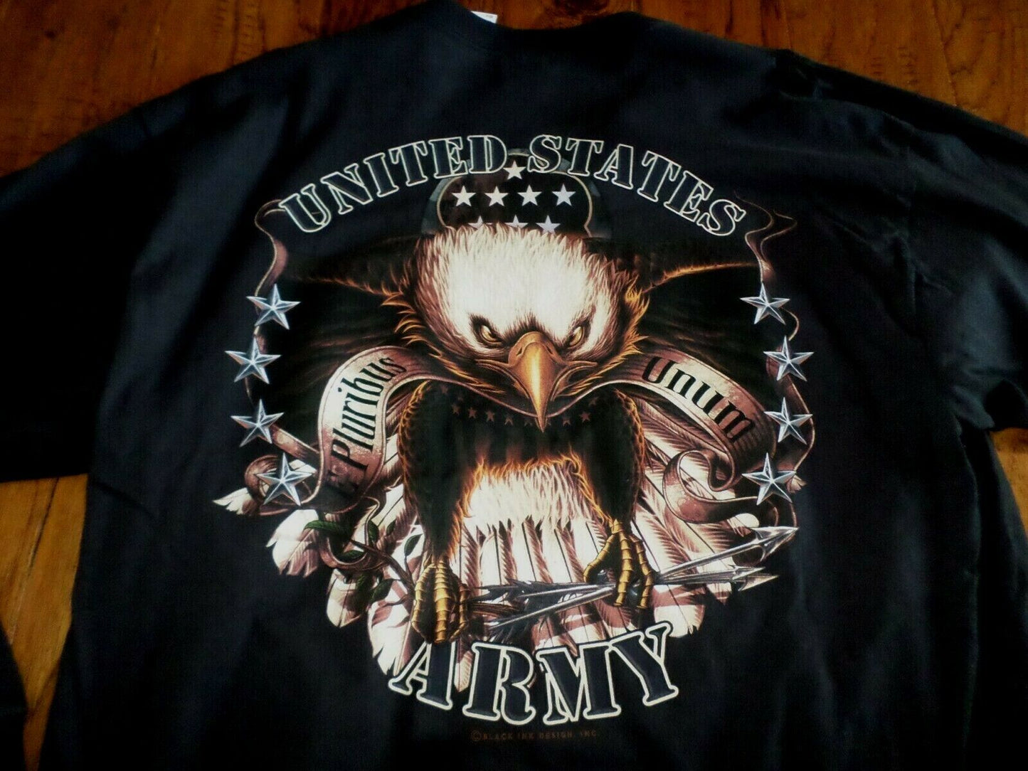 U.S MILITARY ARMY LONG SLEEVE SHIRT, BLACK INK DESIGN U.S.A MADE 100% COTTON