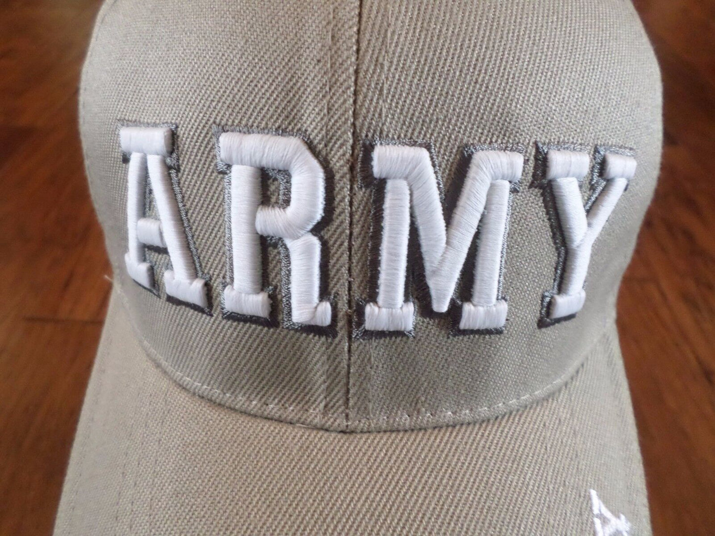 U.S ARMY KHAKI HAT CAP 3D ARMY ON FRONT ARMY EMBROIDERED ON BILL AND BACK