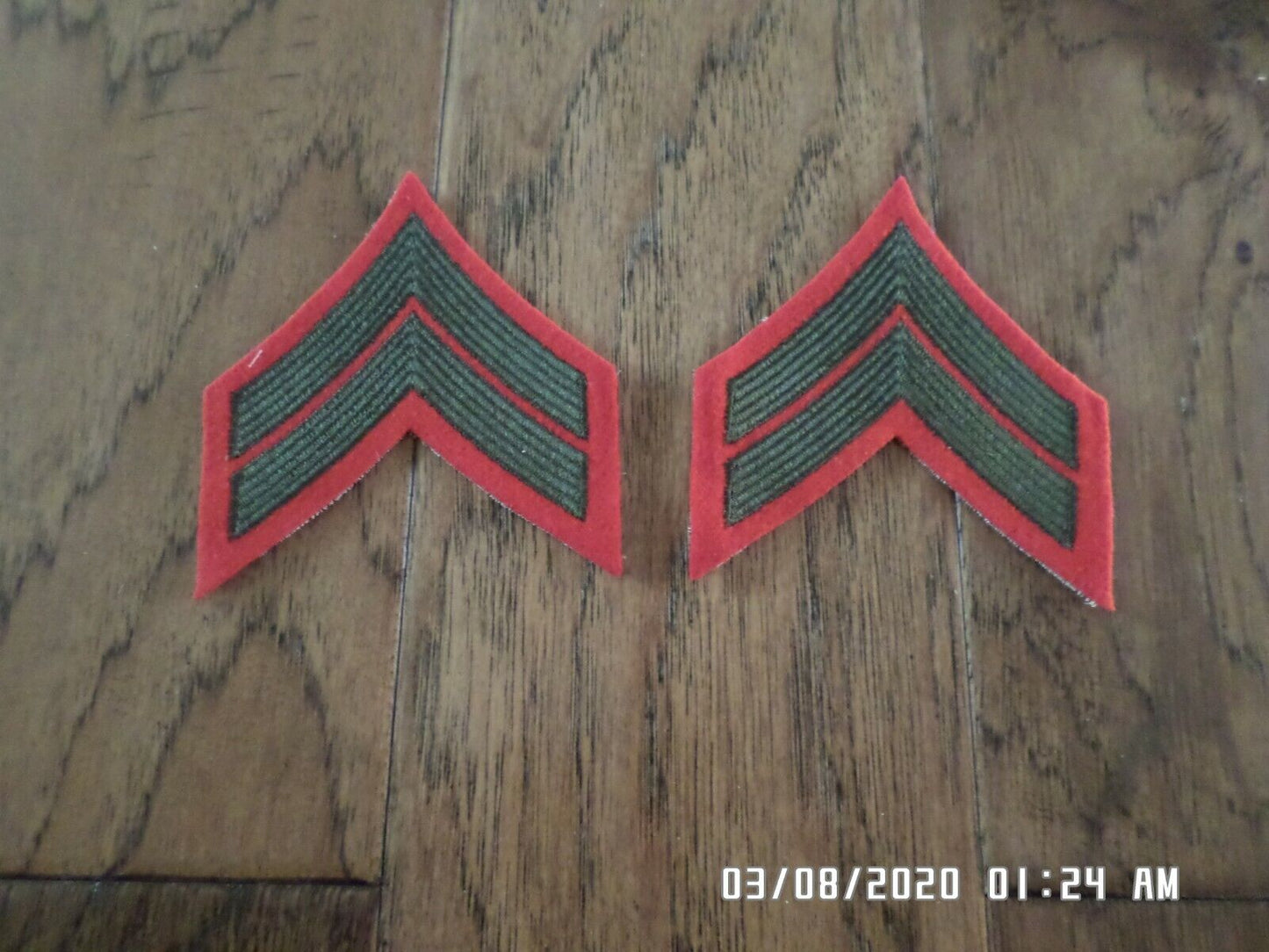 MARINE CORPS CORPORAL SHOULDER PATCHES ALPHA SERVICE DRESS UNIFORM CHEVRON