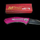 Mtech linerlock folding pocket knife with belt clip 440 steel USA made