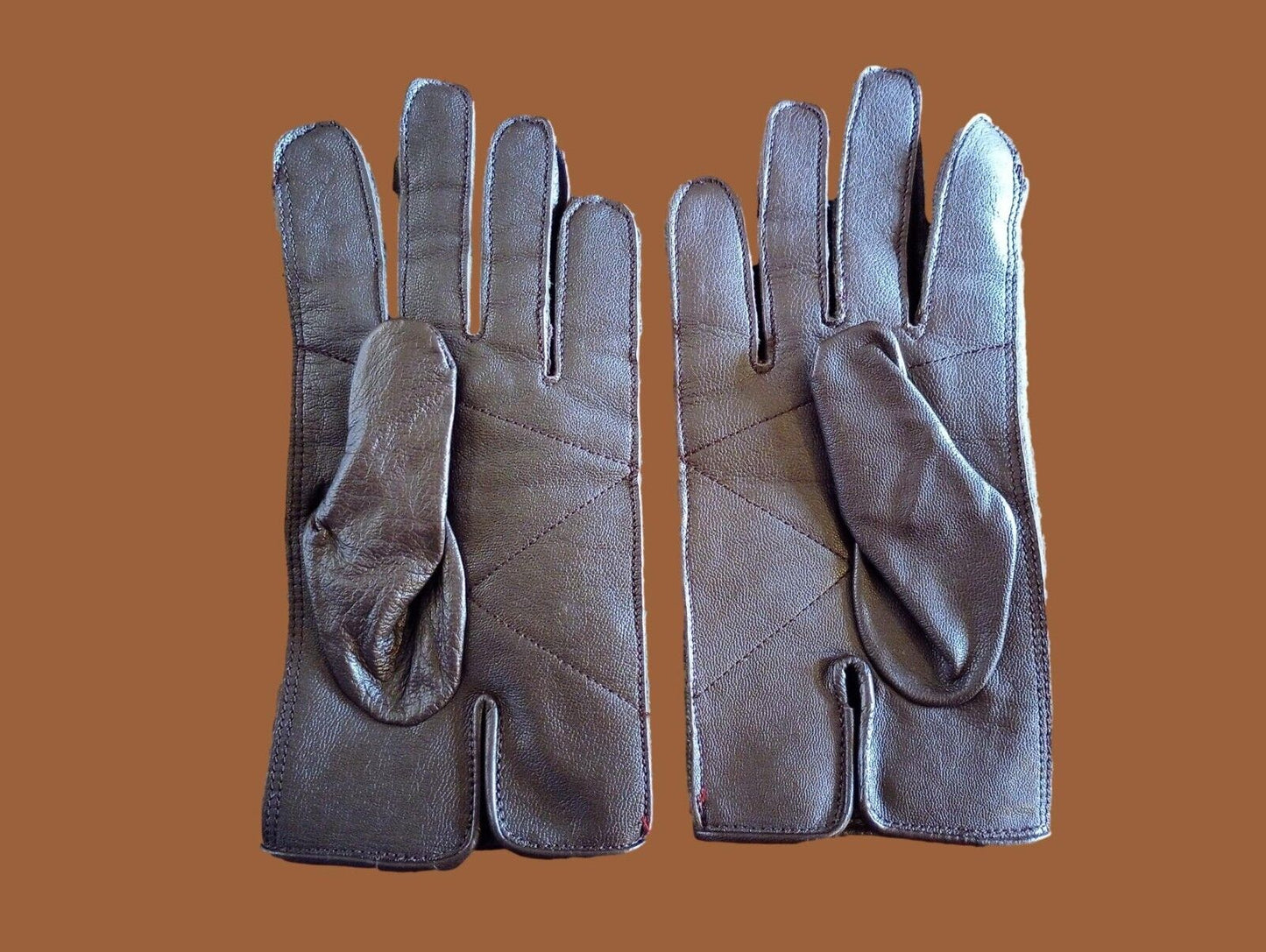 French Military WWII Style Leather Wool Gloves Original Surplus New Unissued